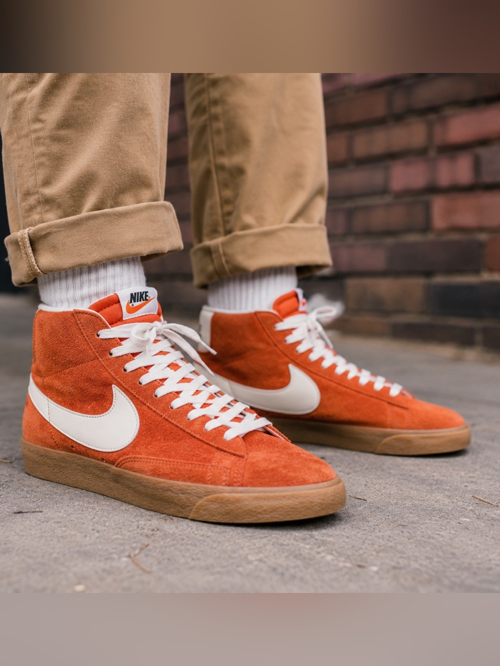 Nike Blazer Mid ‘77 Vintage Suede Orange White Gum Sneakers Men’s 11 518171-801